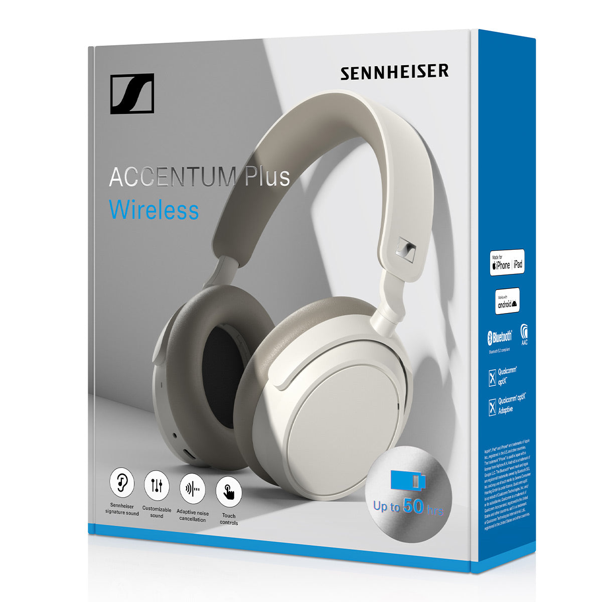 Sennheiser Accentum Plus Wireless Noise-Cancelling Over-Ear Headphones (White)