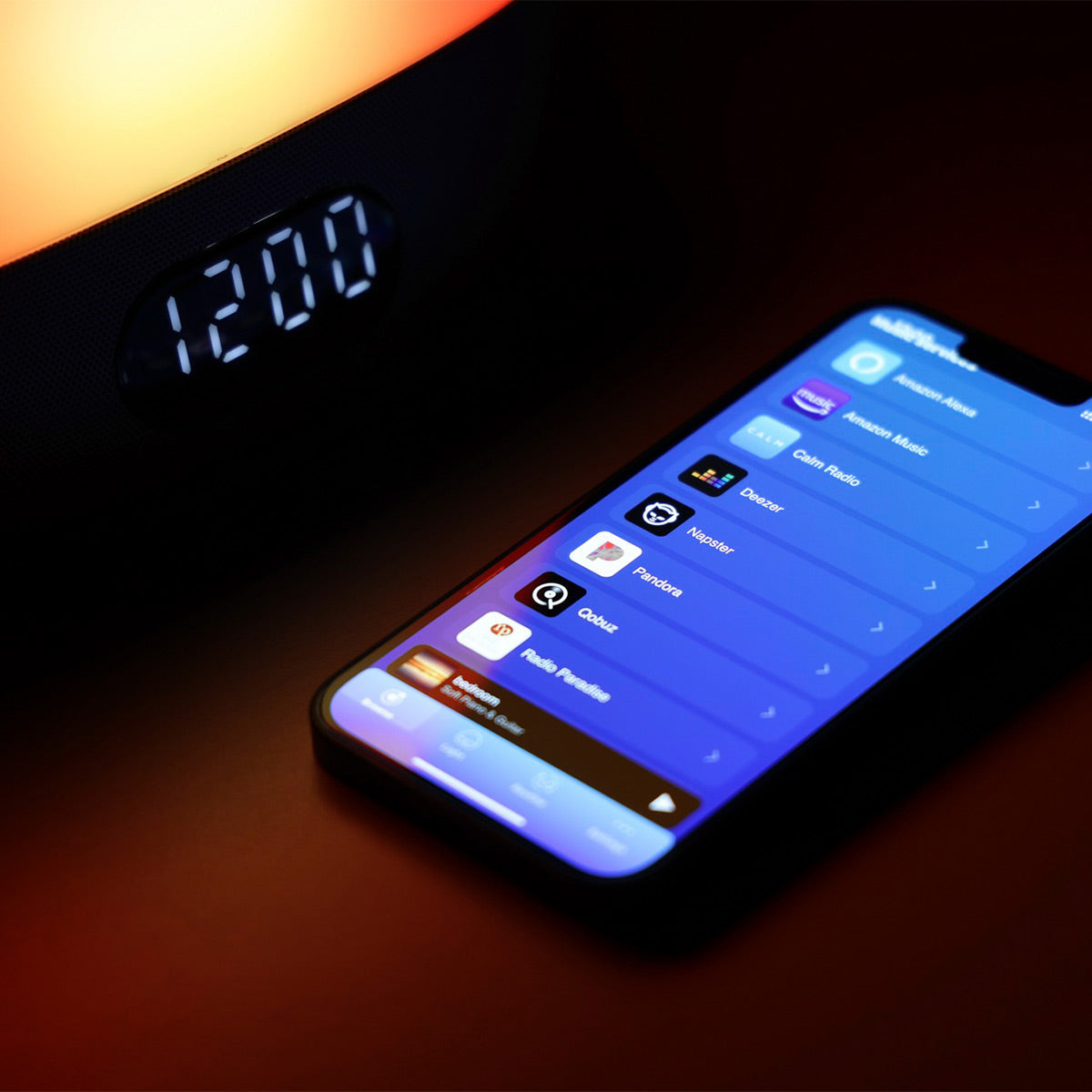 WiiM Wake-up Light All-in-One Sunrise Alarm Clock, Sound Machine, & Music Streamer (Sea Blue Green)