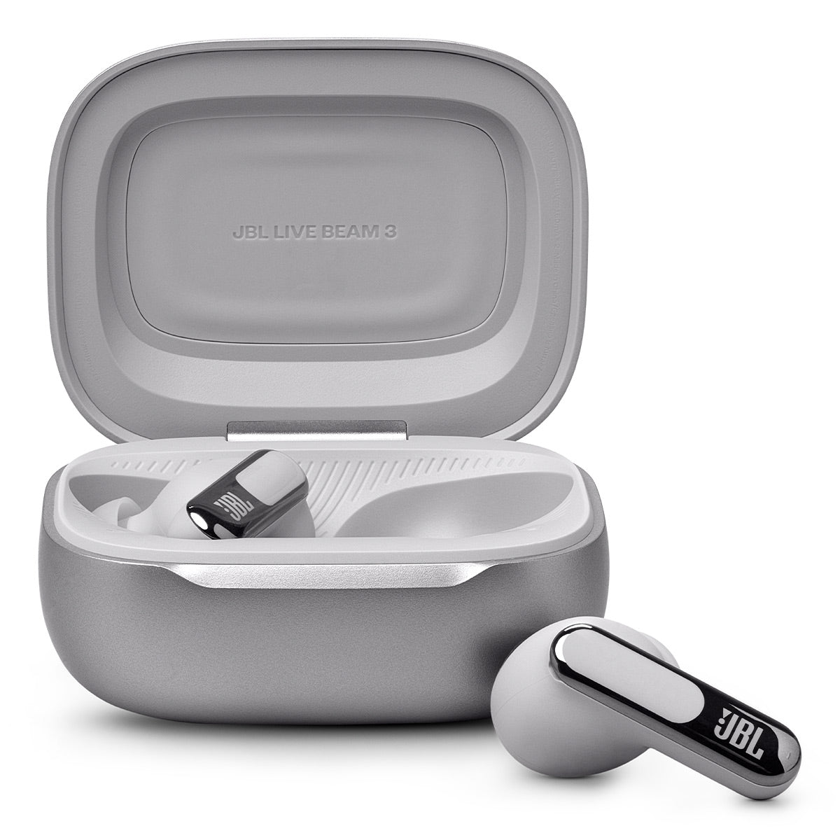 JBL Live Beam 3 True Wireless Noise Cancelling Earbud Bundle with gSport Case (Silver)