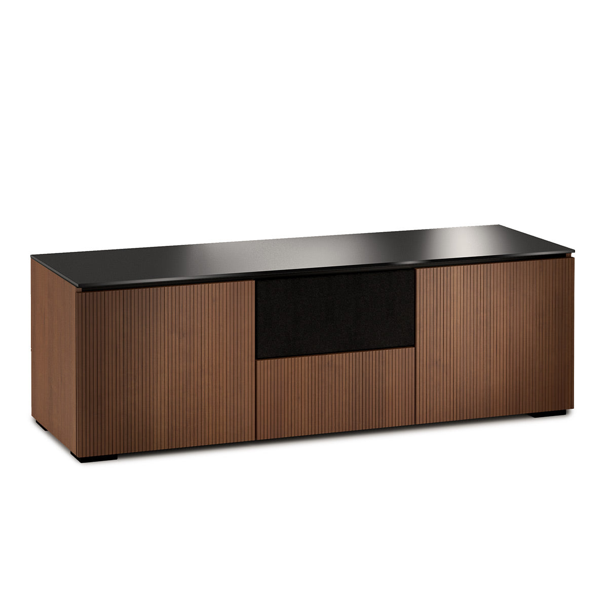Salamander Chameleon Collection Manhattan 236 Triple Speaker Integrated AV Cabinet (Medium Walnut Doors and Sides, Black Glass Top)