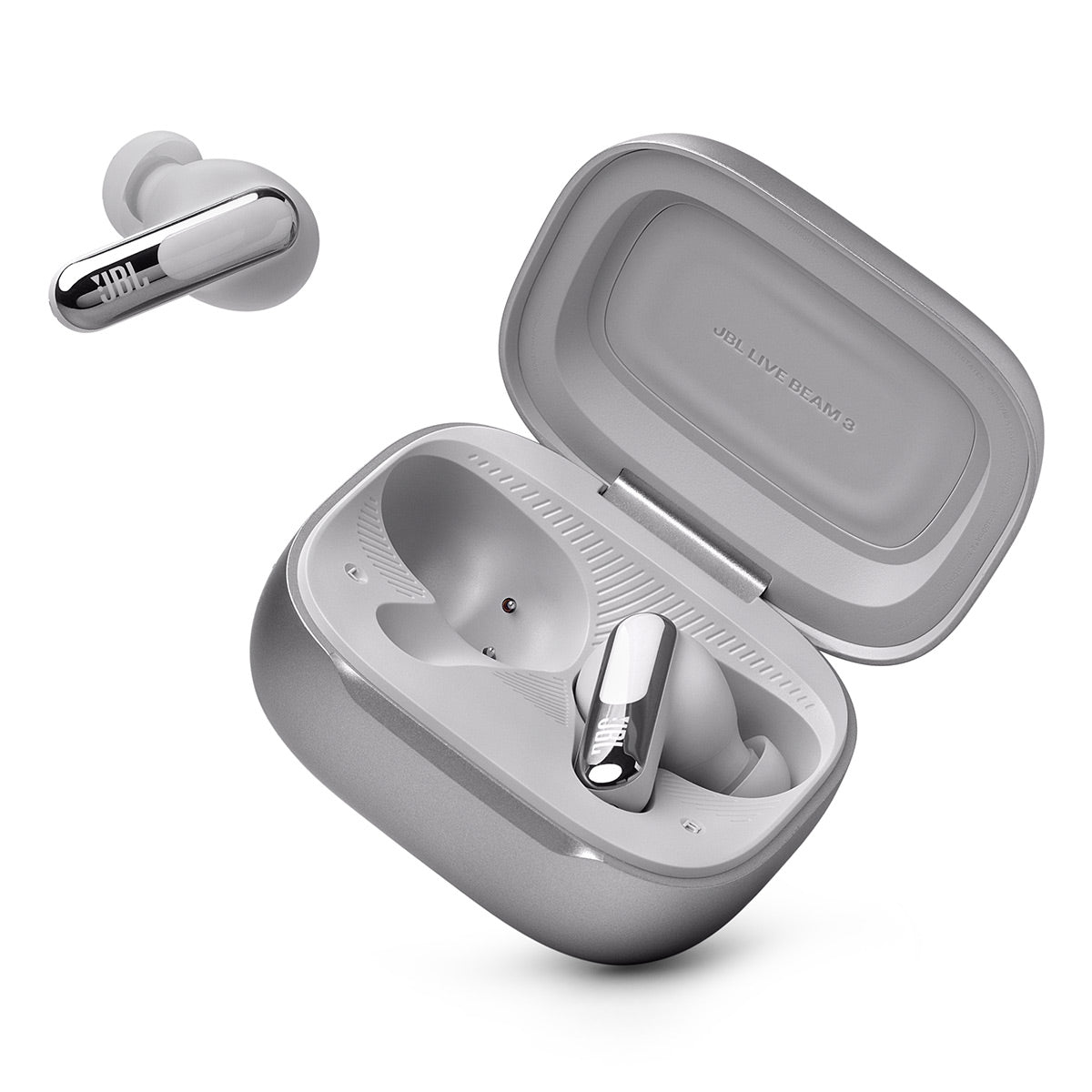 JBL Live Beam 3 True Wireless Noise Cancelling Earbud Bundle with gSport Case (Silver)
