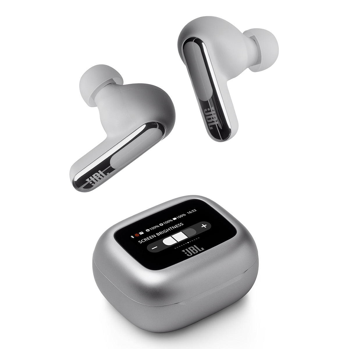 JBL Live Beam 3 True Wireless Noise Cancelling Earbud Bundle with gSport Case (Silver)