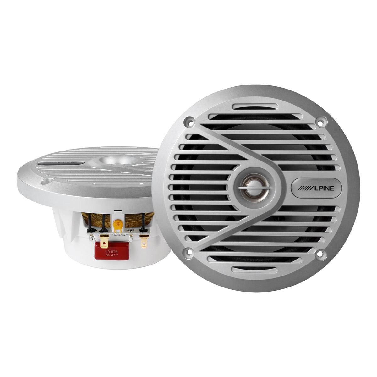 Alpine SPS-M601 6.5" 2-Way Coaxial Marine Speakers - Pair (Silver)