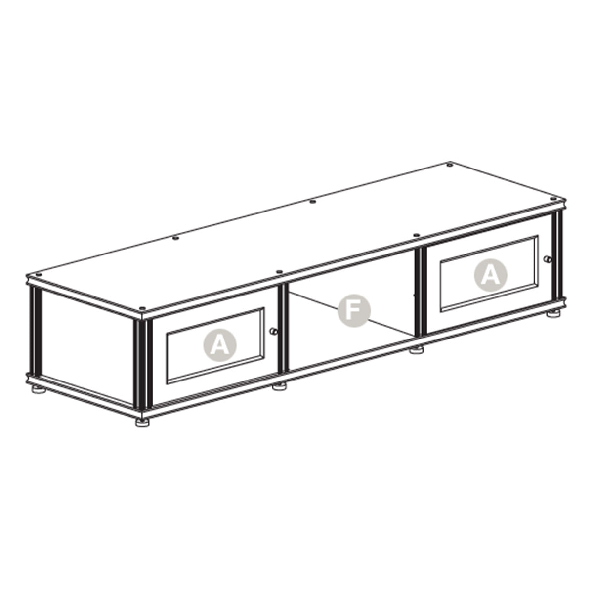 Salamander Designs Synergy 131 Triple AV Cabinet (Dark Walnut with Black Glass Doors & Aluminum Posts)