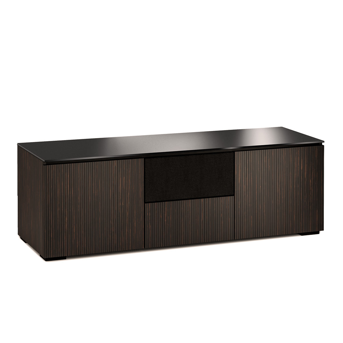 Salamander Chameleon Collection Manhattan 236 Triple Speaker Integrated AV Cabinet (Maro Ebony Doors and Sides, Black Glass Top)