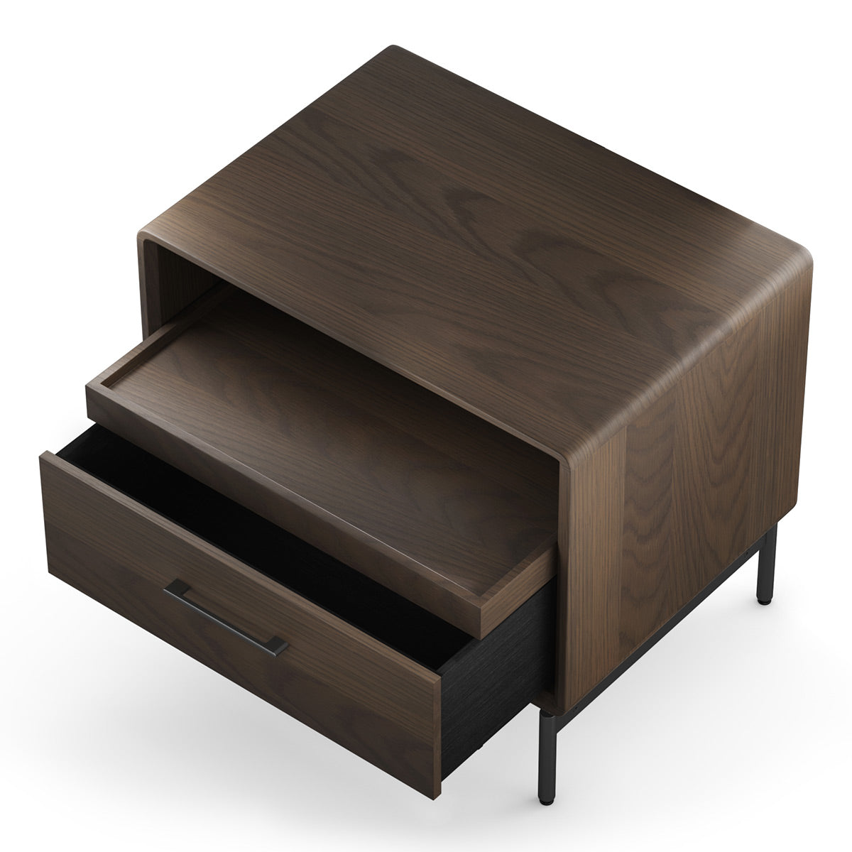 BDI LINQ 9182 28&rdquo; Nightstand with Sliding Shelves and Integrated Power Station (Toasted Oak)