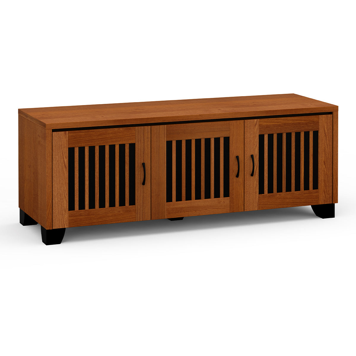 Salamander Chameleon Collection Sonoma 237 Triple AV Cabinet (American Cherry Vertical Pattern with Perforated Black Steel Inserts)