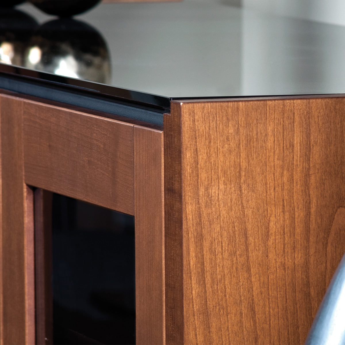 Salamander Chameleon Collection Corsica 221 Twin AV Cabinet (Thick Cherry with Black Glass Top)