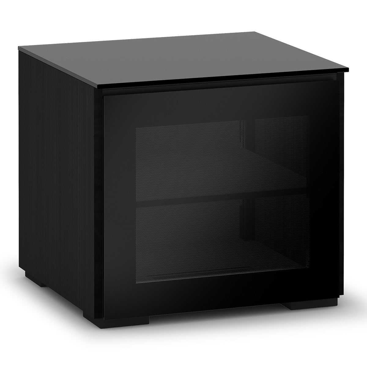 Salamander Chameleon Collection Oslo 217 AV Cabinet (Black Oak with Smoked Glass Doors & Black Glass Top)