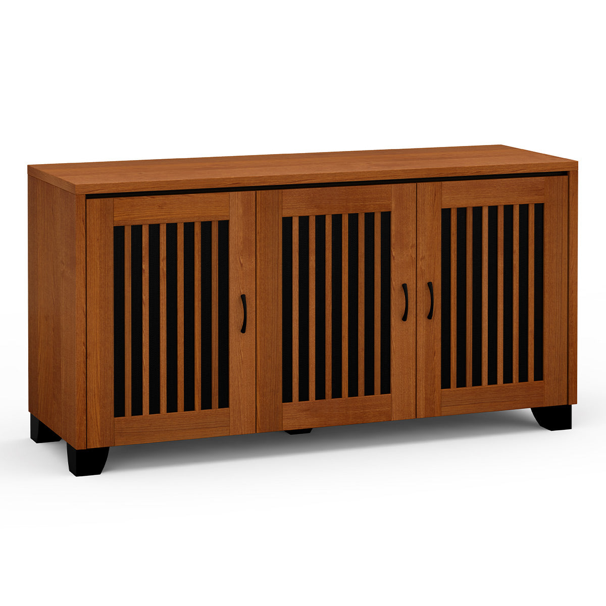 Salamander Chameleon Collection Sonoma 337 Triple AV Cabinet (American Cherry Vertical Pattern with Perforated Black Steel Inserts)