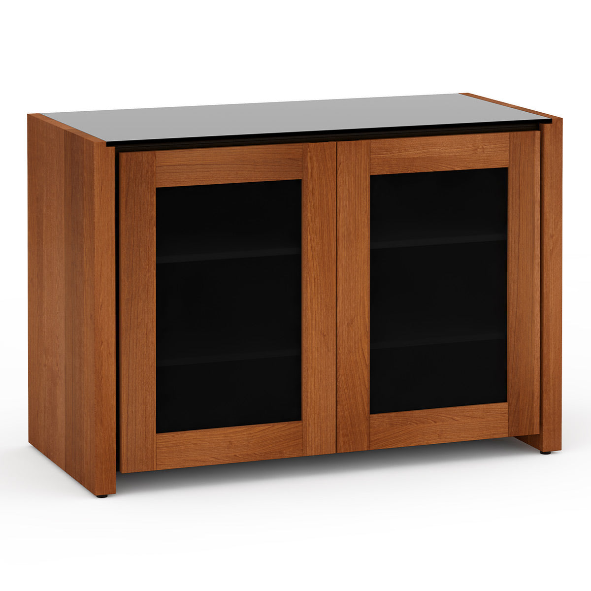 Salamander Chameleon Collection Corsica 323 Twin AV Cabinet (Thick Cherry with Black Glass Top)