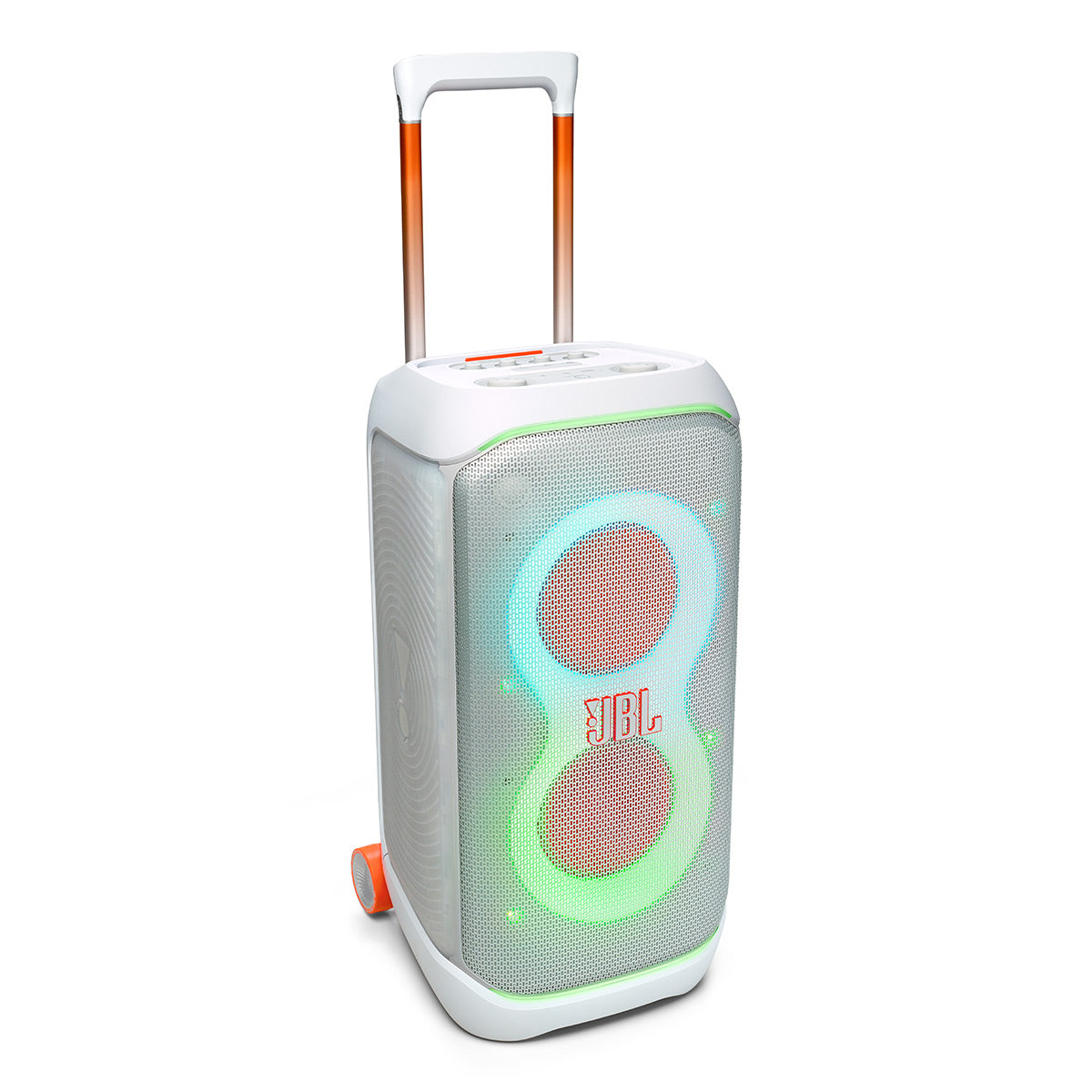 JBL Partybox Stage 320 Portable Party Speaker Bundle with Additional Battery 400 (White)
