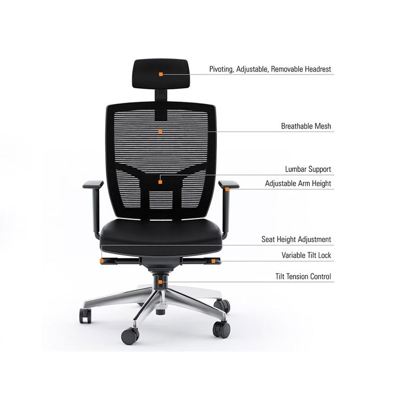 BDI TC-223 Leather Task Chair (Black)