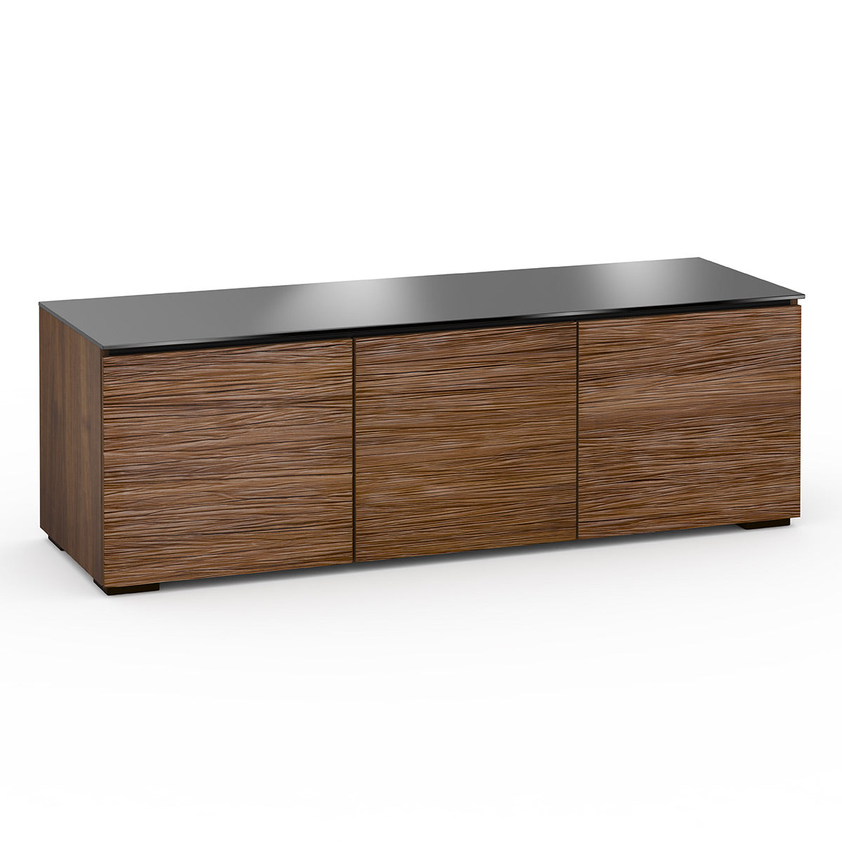 Salamander Designs Chameleon Collection Denver 237 Triple AV Cabinet (Deep Textured Medium Walnut with Black Glass Top)