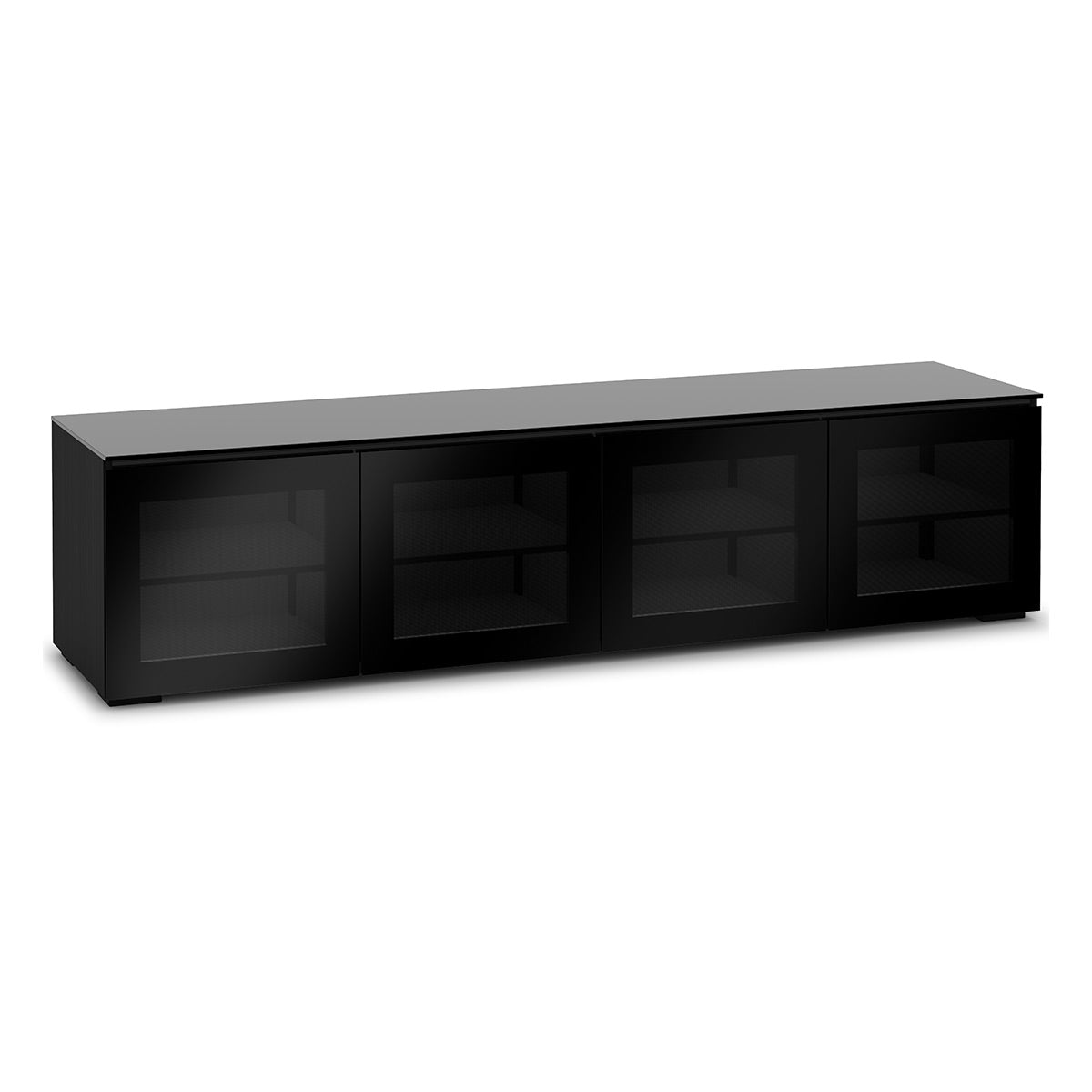 Salamander Chameleon Collection Oslo 247 Quad AV Cabinet (Black Oak with Smoked Glass Doors & Black Glass Top)