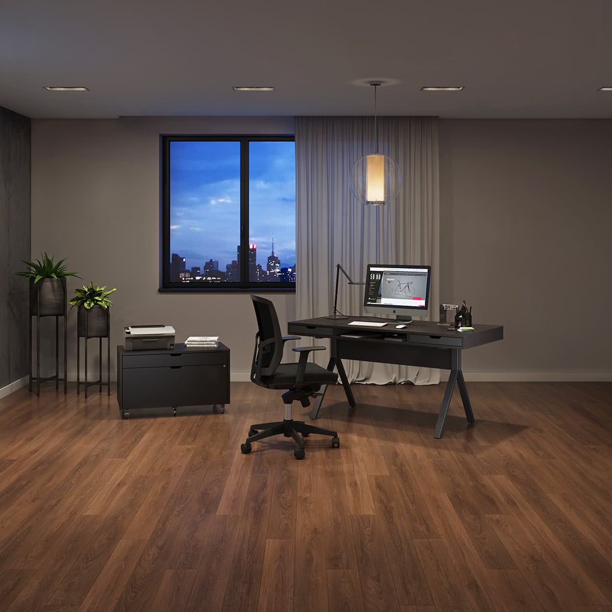 BDI MODICA File Pedestal 6347 (Charcoal Stained Ash)