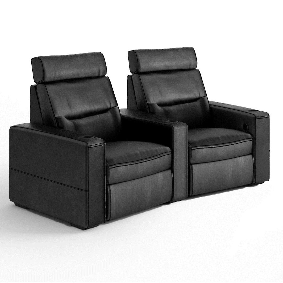 Salamander TC3 AV Basics 2-Seat Wedge Motorized Recliner Home Theater Seating (Black Bonded Leather)