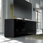Salamander Chameleon Collection Oslo 347 Quad AV Cabinet (Black Oak with Smoked Glass Doors & Black Glass Top)