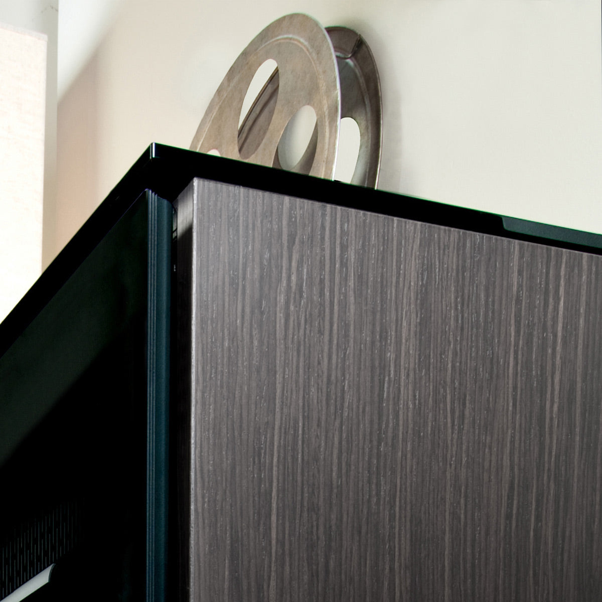 Salamander Chameleon Collection Oslo 347 Quad AV Cabinet (Black Oak with Smoked Glass Doors & Black Glass Top)