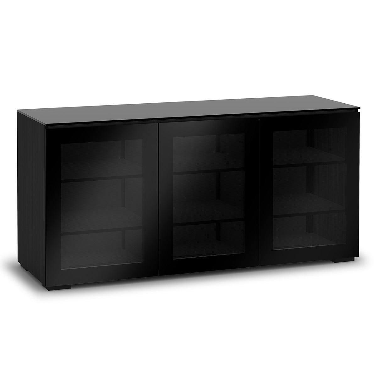 Salamander Chameleon Collection Oslo 337 Triple AV Cabinet (Black Oak with Smoked Glass Doors & Black Glass Top)