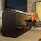 Salamander Chameleon Collection Oslo 337 Triple AV Cabinet (Black Oak with Smoked Glass Doors & Black Glass Top)