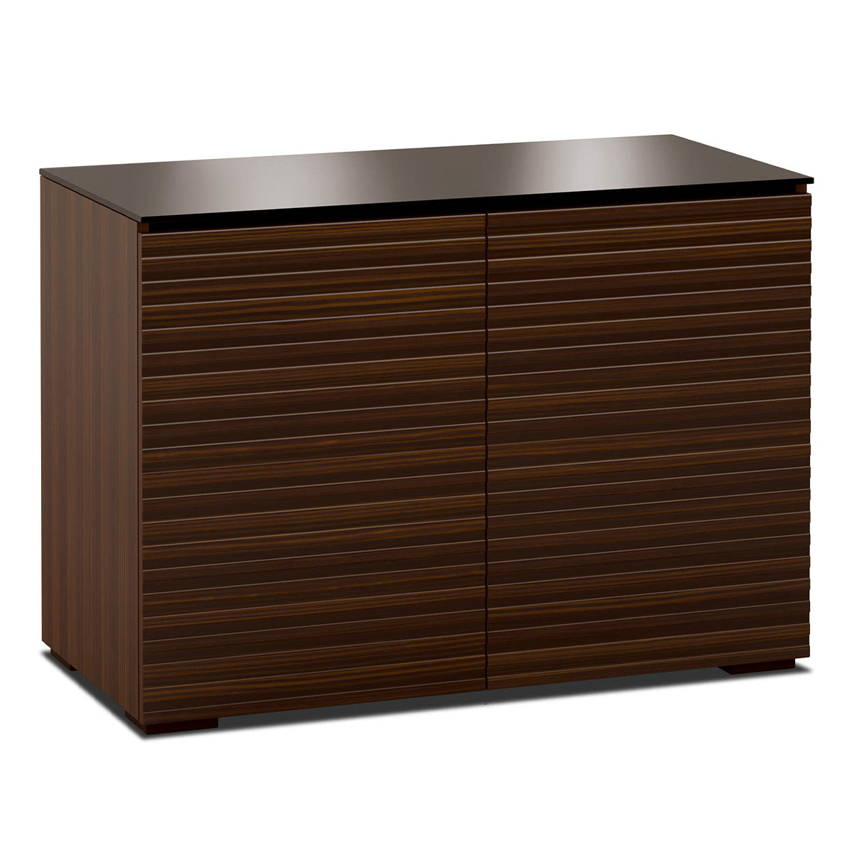 Salamander Chameleon Collection Zurich 323 Twin AV Cabinet (Horizontal Wood Pattern with Black Glass Top)