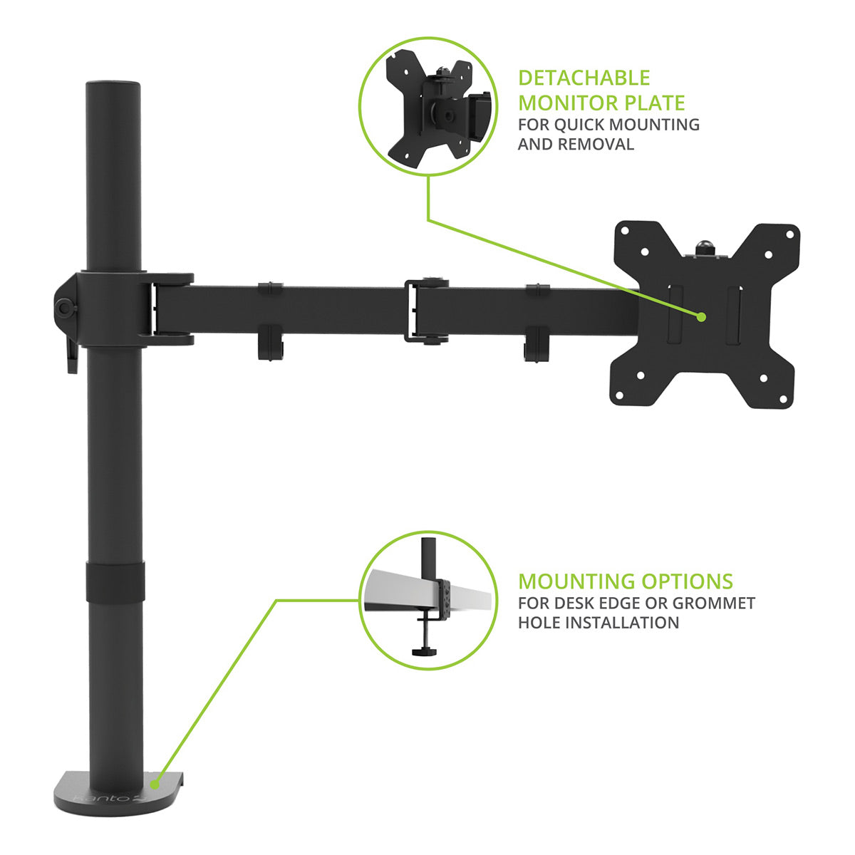 Kanto DML1000 Fully Adjustable Single Arm Desktop Monitor Mount
