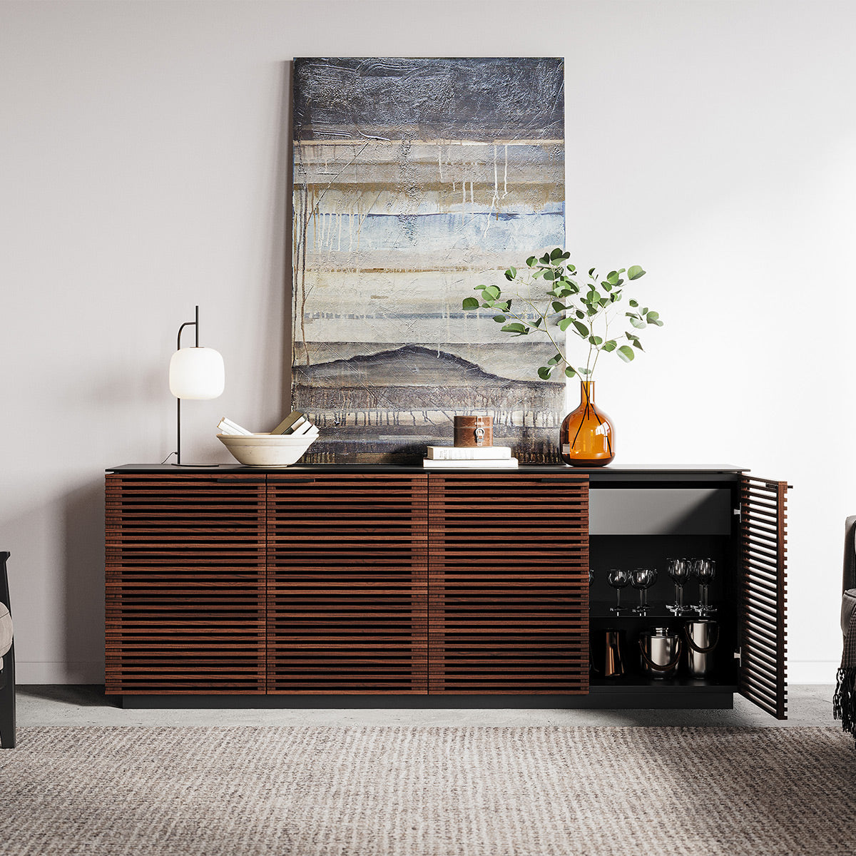 BDI Corridor 8109 4-Door Storage Credenza (Chocolate Stained Walnut)