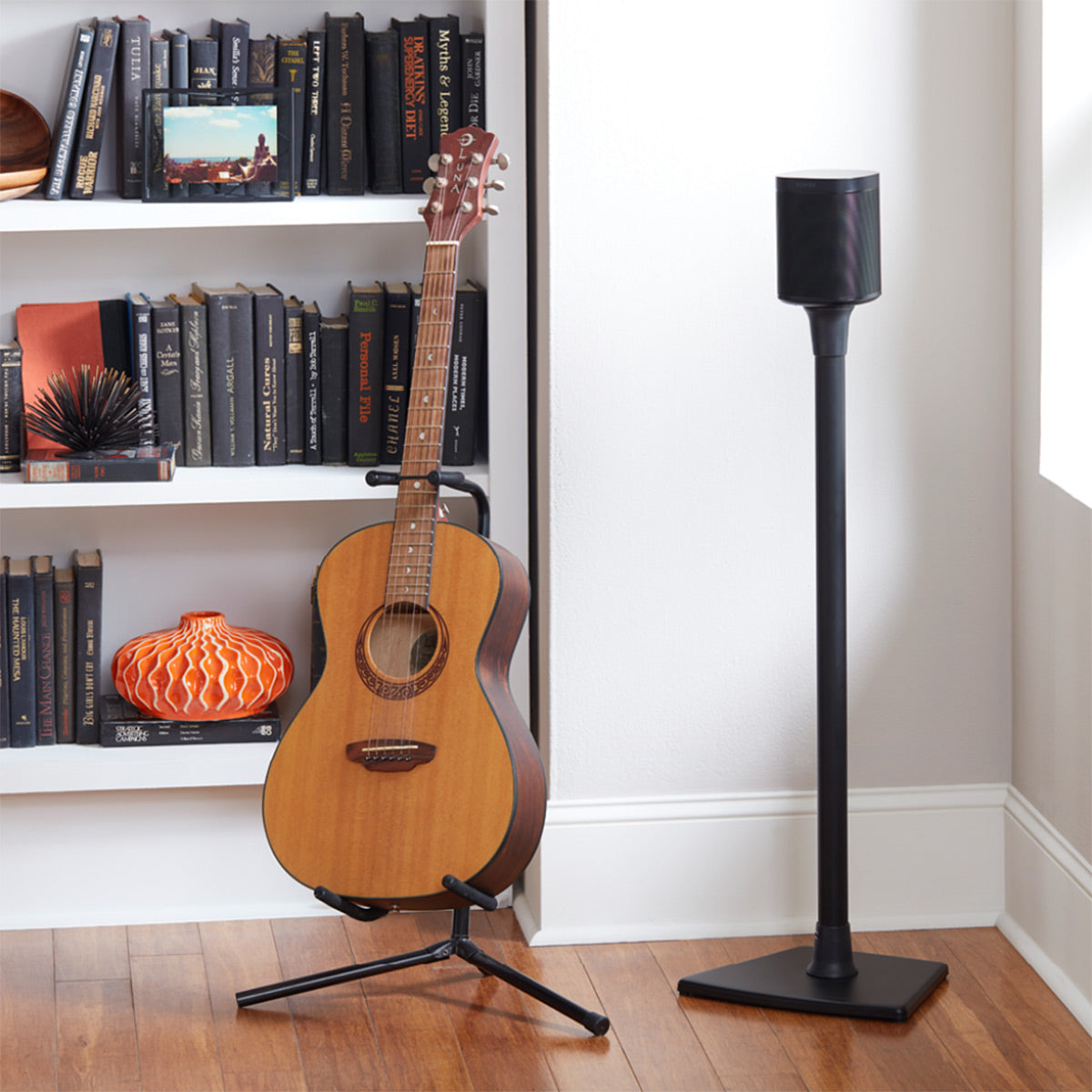 Sanus Fixed-Height Wireless Speaker Stands for Sonos ONE, PLAY:1, and PLAY:3 - Pair (Black)
