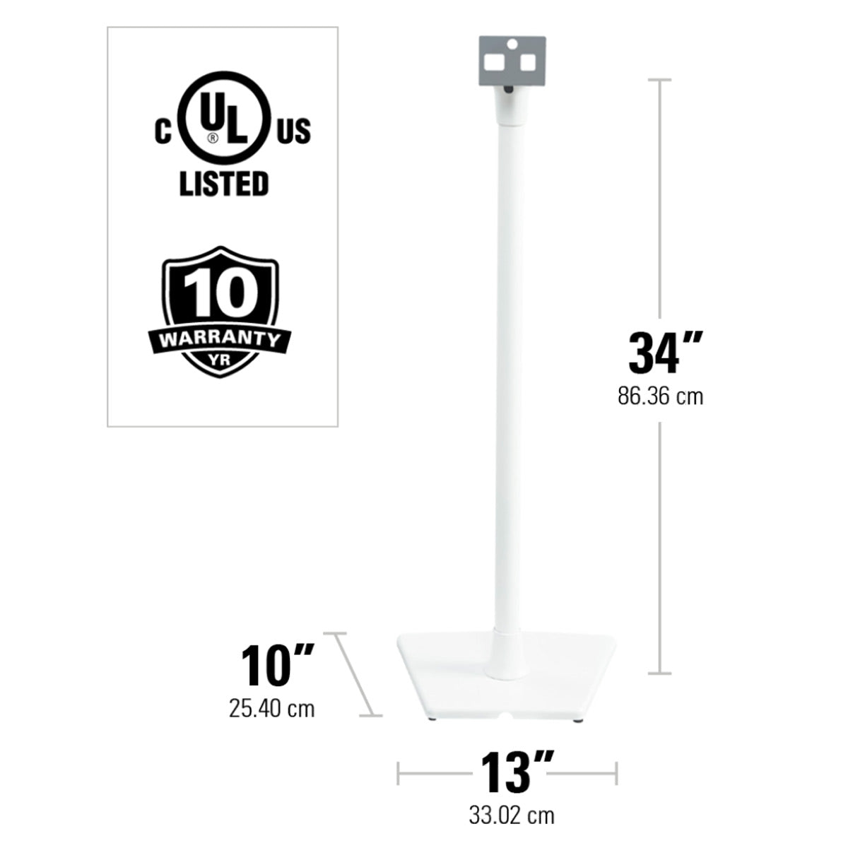 Sanus Wireless Speaker Stands for Sonos ONE, PLAY:1, and PLAY:3 - Pair (White)