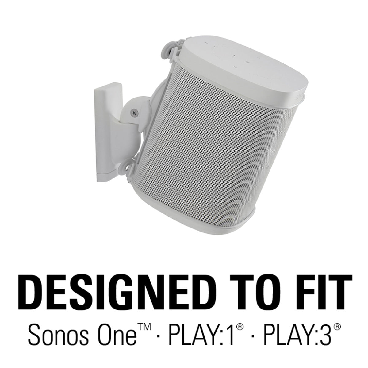 Sanus Wireless Speaker Swivel and Tilt Wall Mounts for Sonos ONE, PLAY:1, and PLAY:3 - Pair (White)