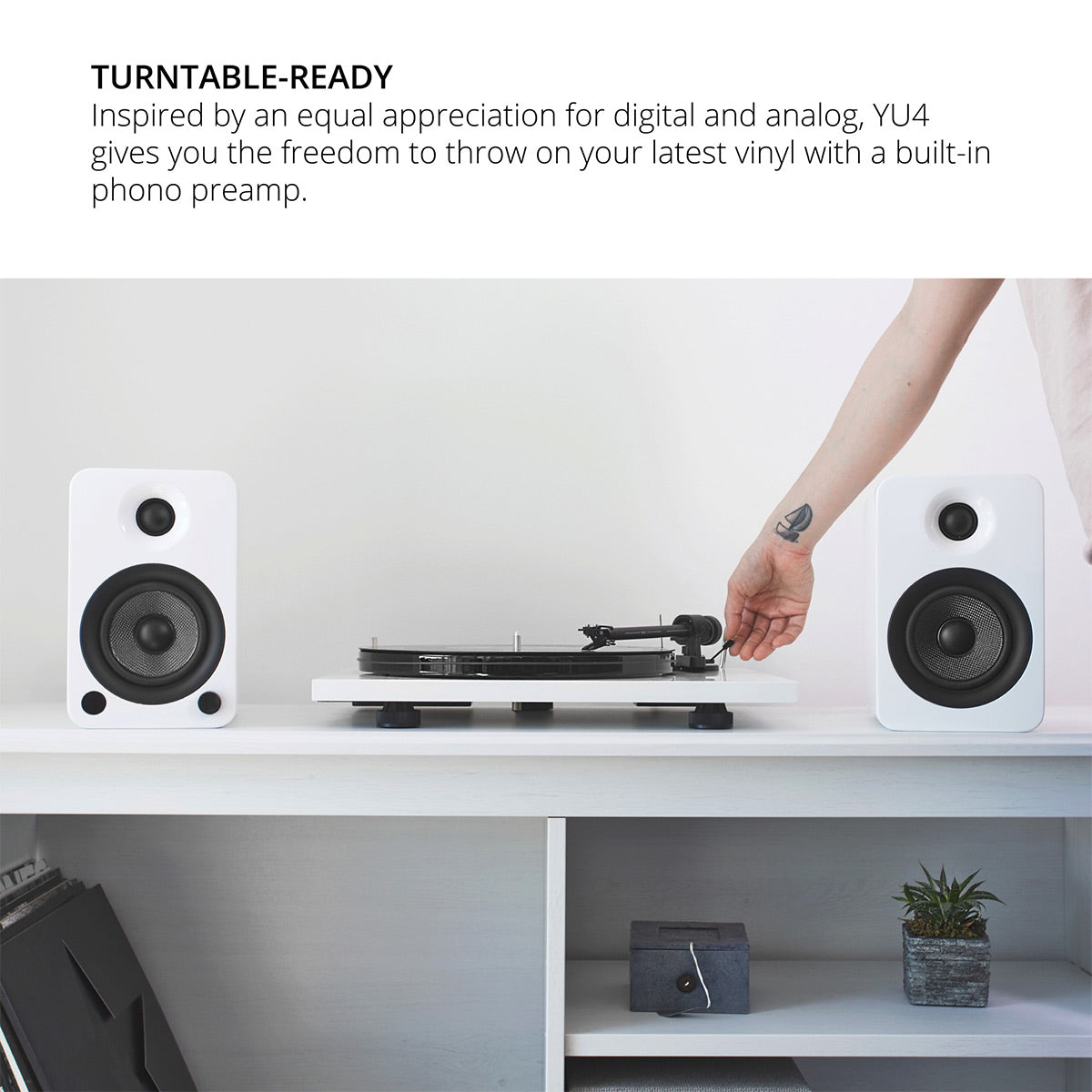 Kanto YU4 Powered Bookshelf Speakers with Built-In Bluetooth - Pair (Matte White)