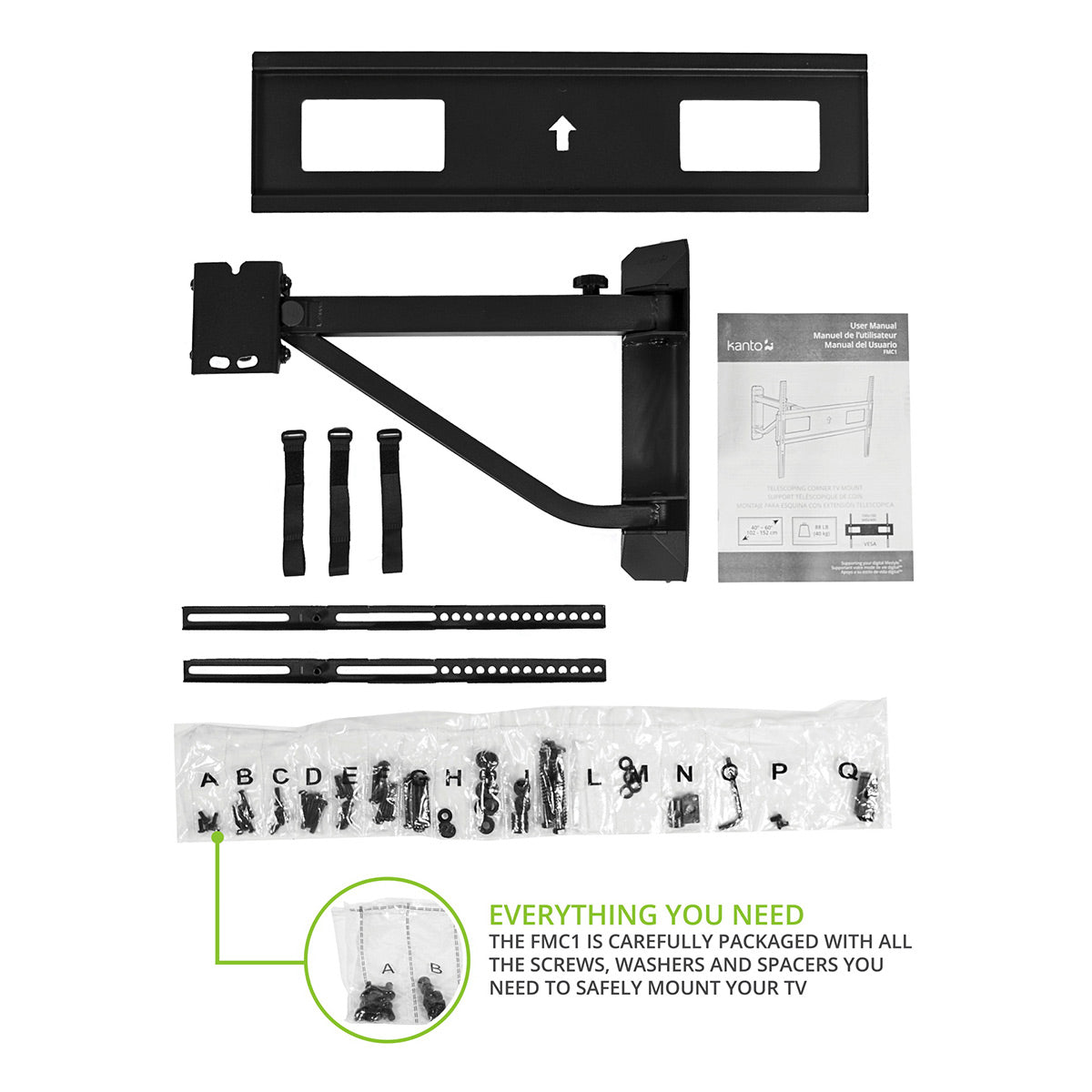 Kanto FMC1 Telescoping Corner TV Mount for 40" - 60" TVs