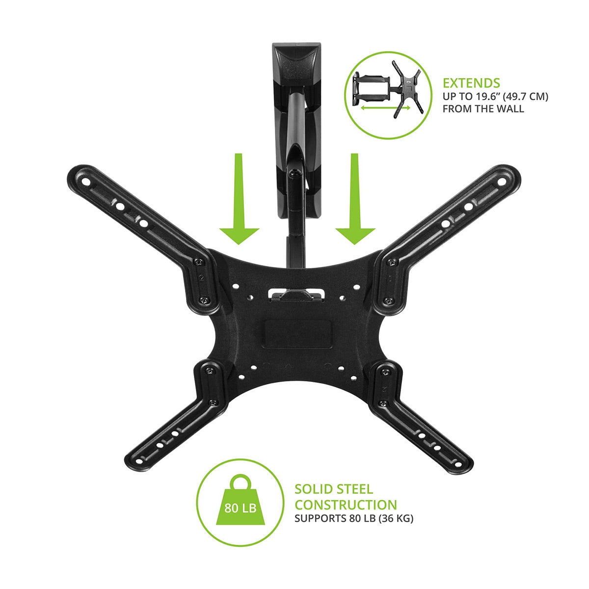 Kanto M300 Full Motion Single Stud TV Mount for 26" - 55" TV (Black)