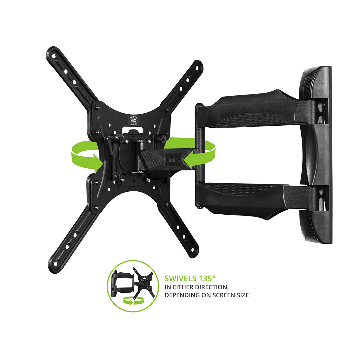 Kanto M300 Full Motion Single Stud TV Mount for 26" - 55" TV (Black)