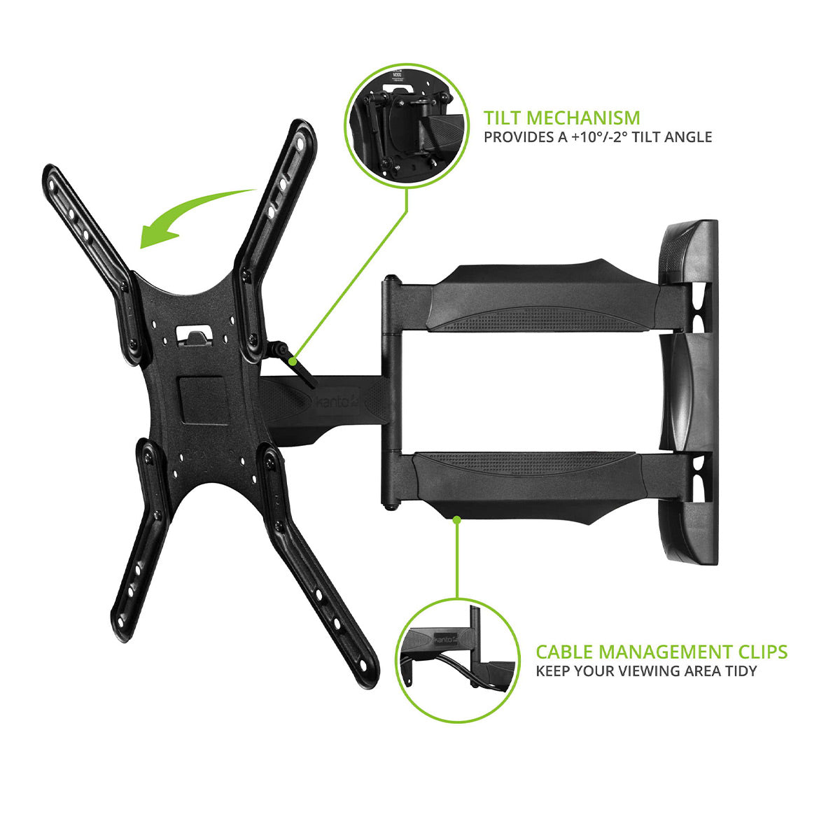 Kanto M300 Full Motion Single Stud TV Mount for 26" - 55" TV (Black)