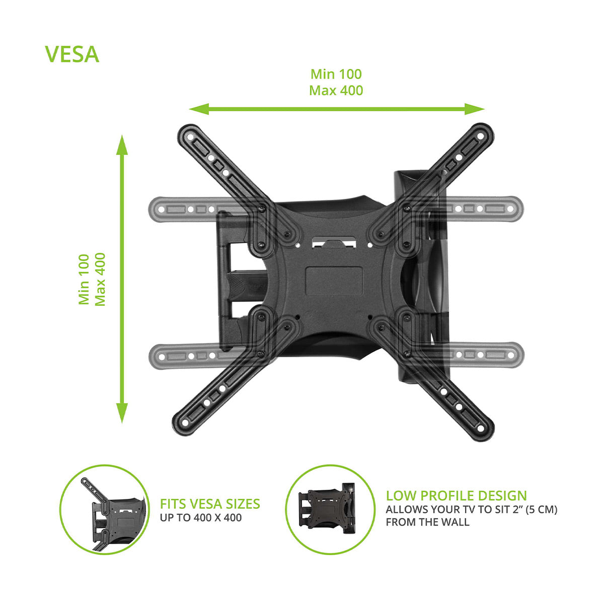 Kanto M300 Full Motion Single Stud TV Mount for 26" - 55" TV (Black)