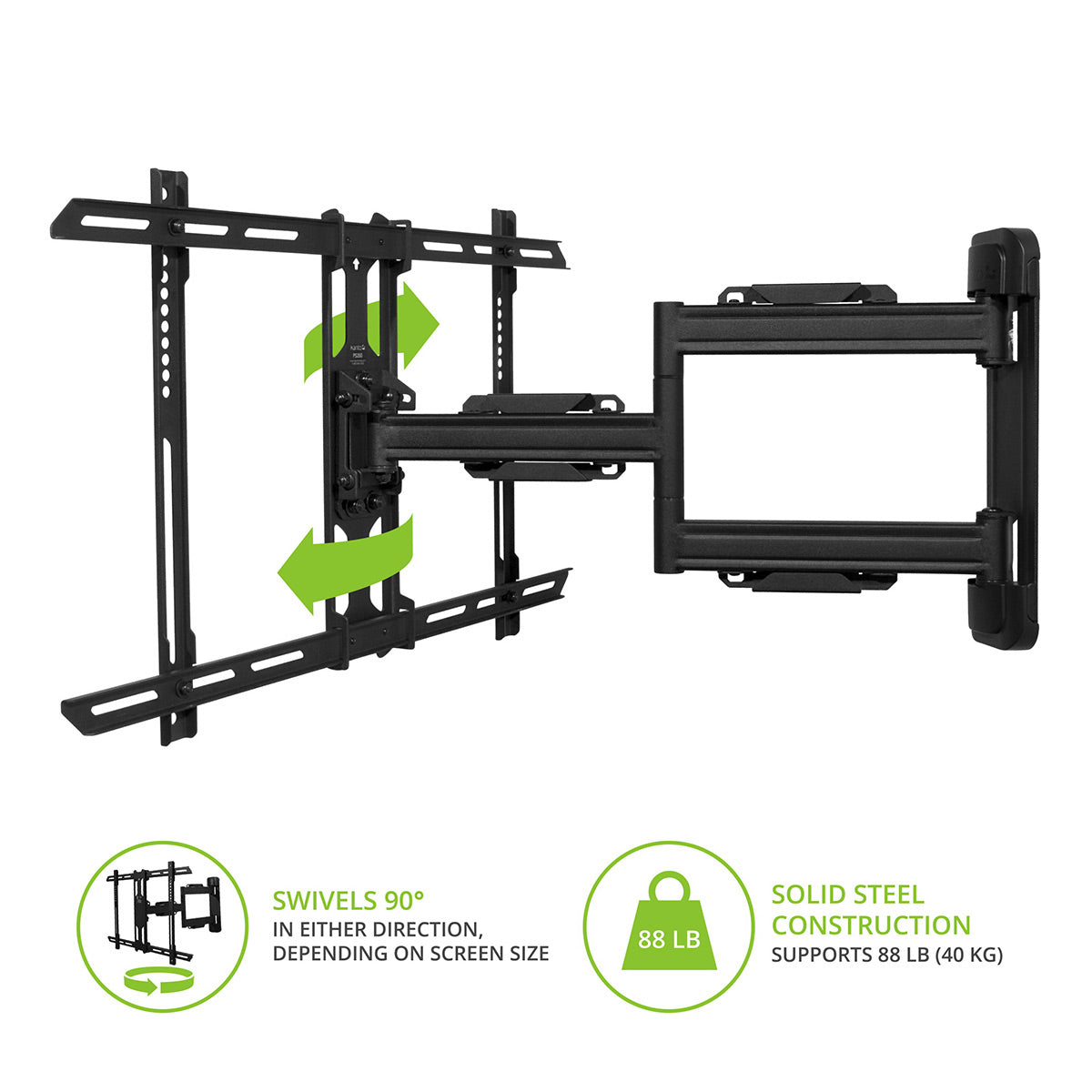 Kanto PS350 Articulating Full Motion Single Stud TV Mount for 37" - 60" TV (Black)