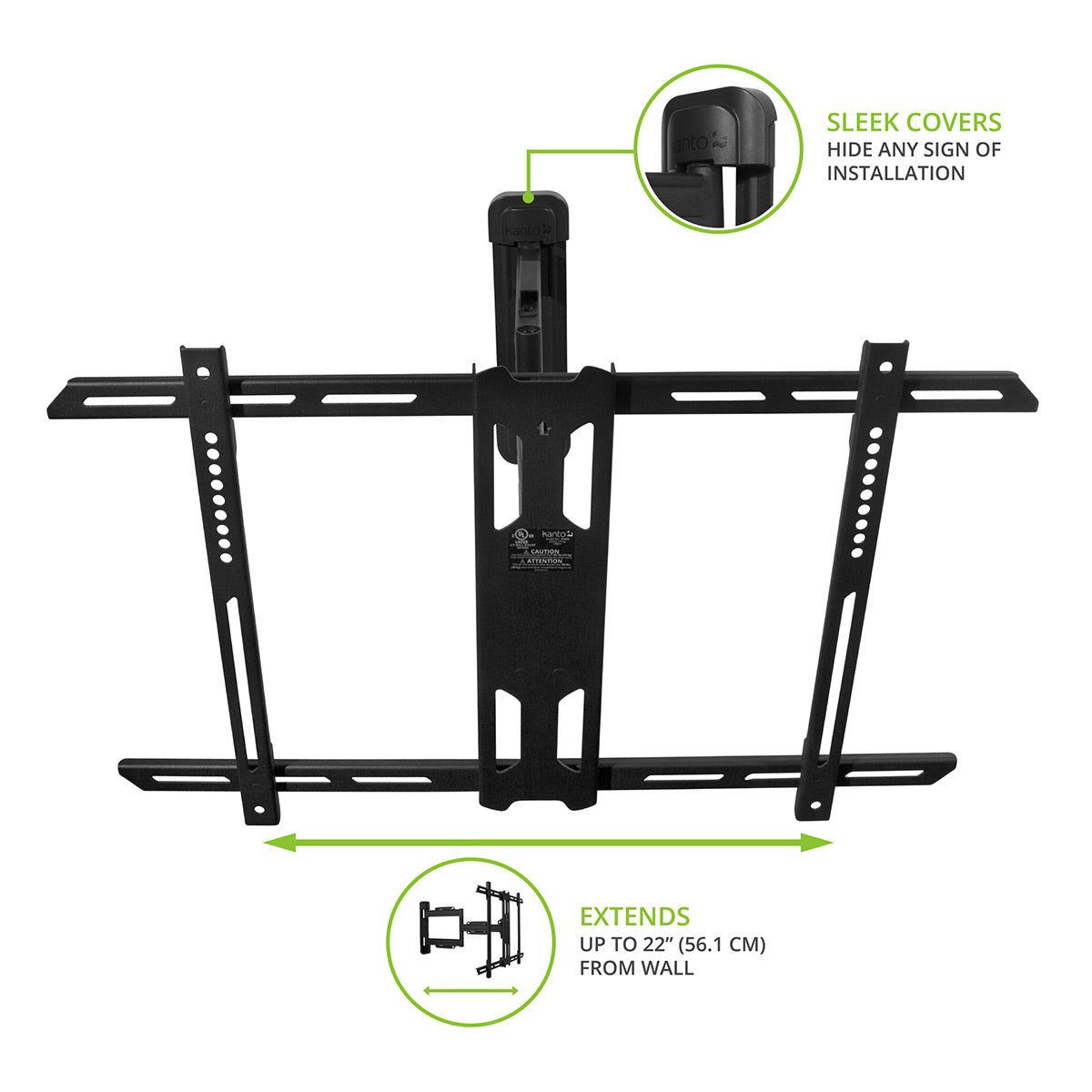 Kanto PS350 Articulating Full Motion Single Stud TV Mount for 37" - 60" TV (Black)