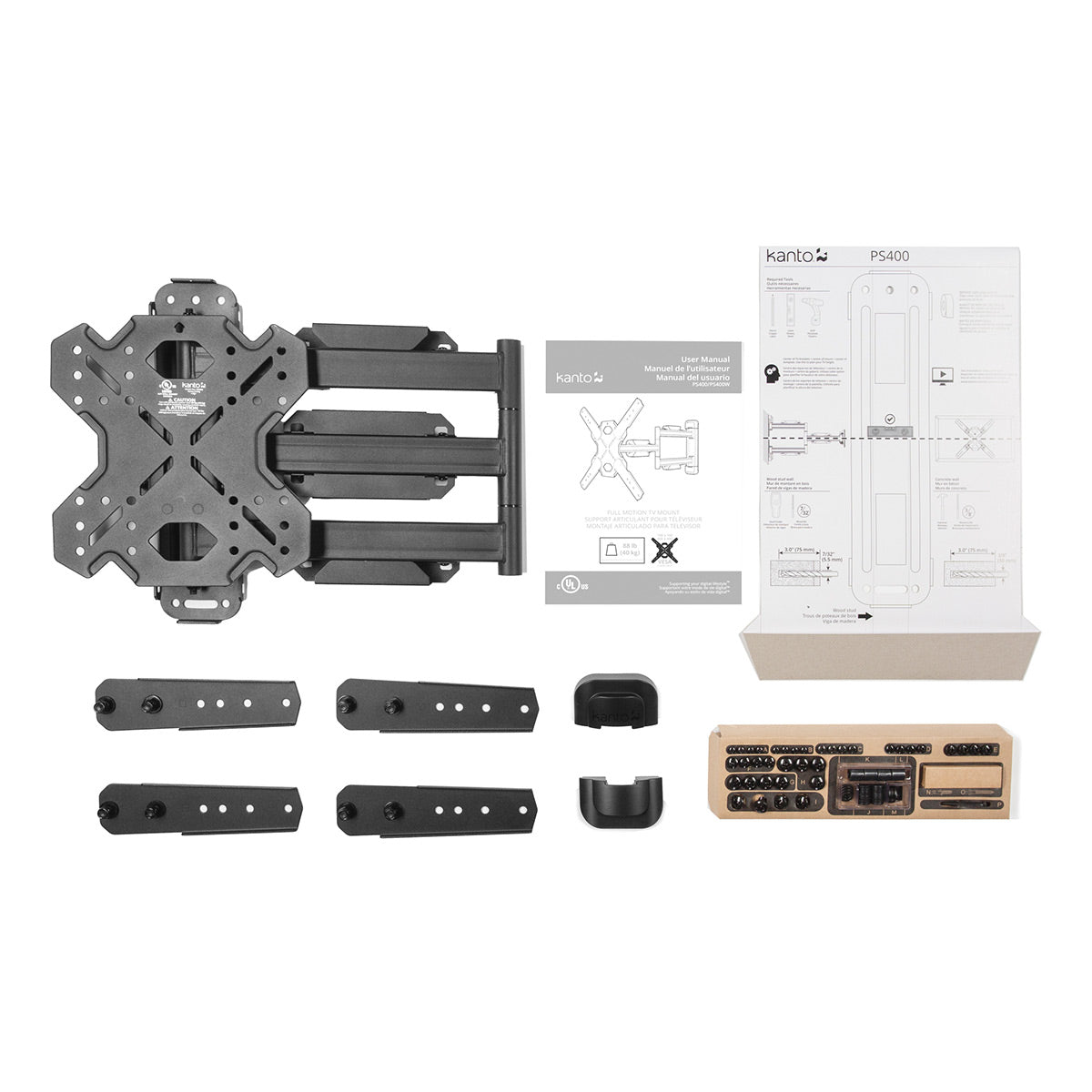 Kanto PS400 Articulating Full Motion Single Stud Mount for 30" - 80" TV
