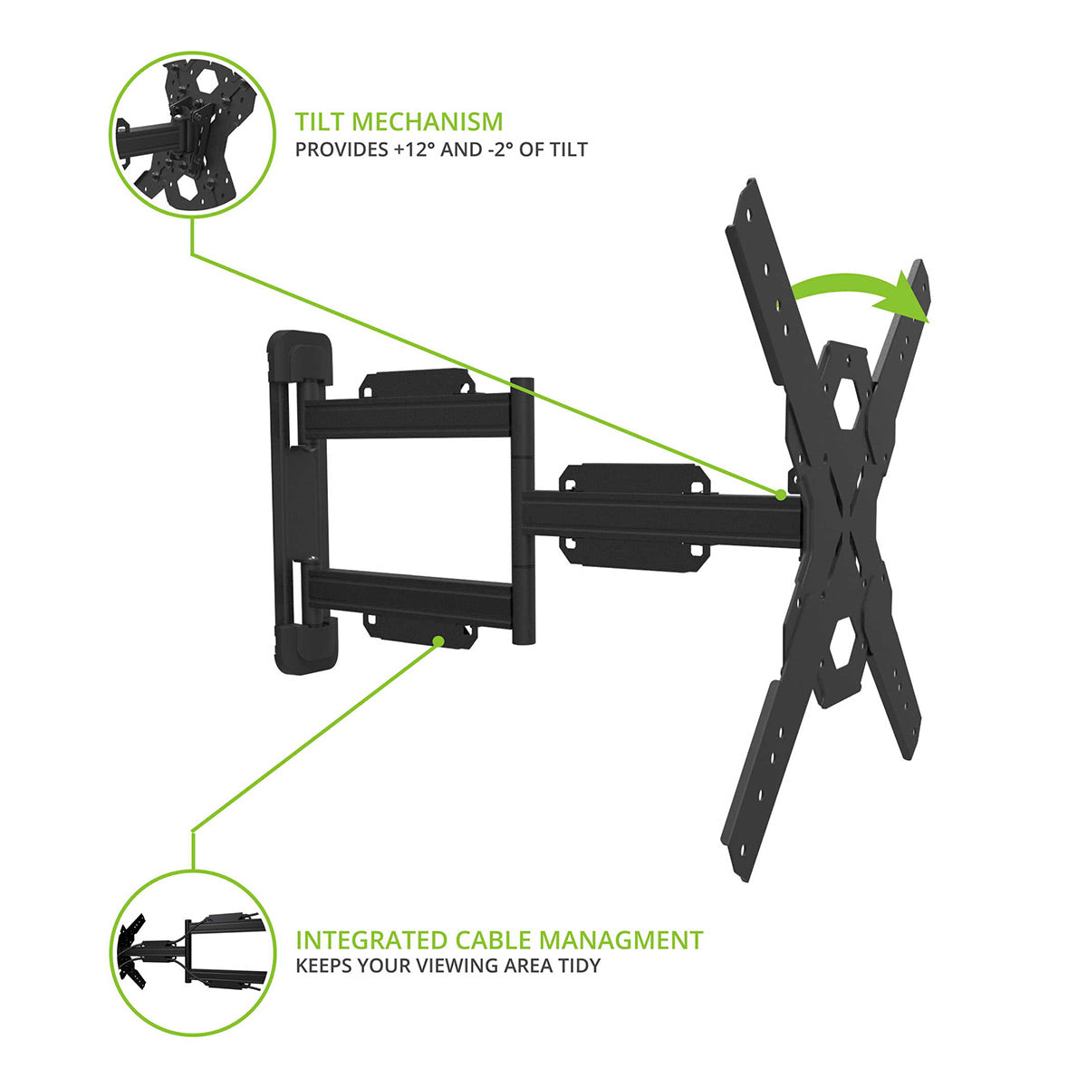 Kanto PS400 Articulating Full Motion Single Stud Mount for 30" - 80" TV