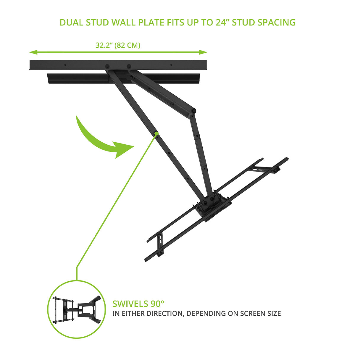 Kanto PDX700 Articulating Full Motion TV Mount for 42" - 100" TV