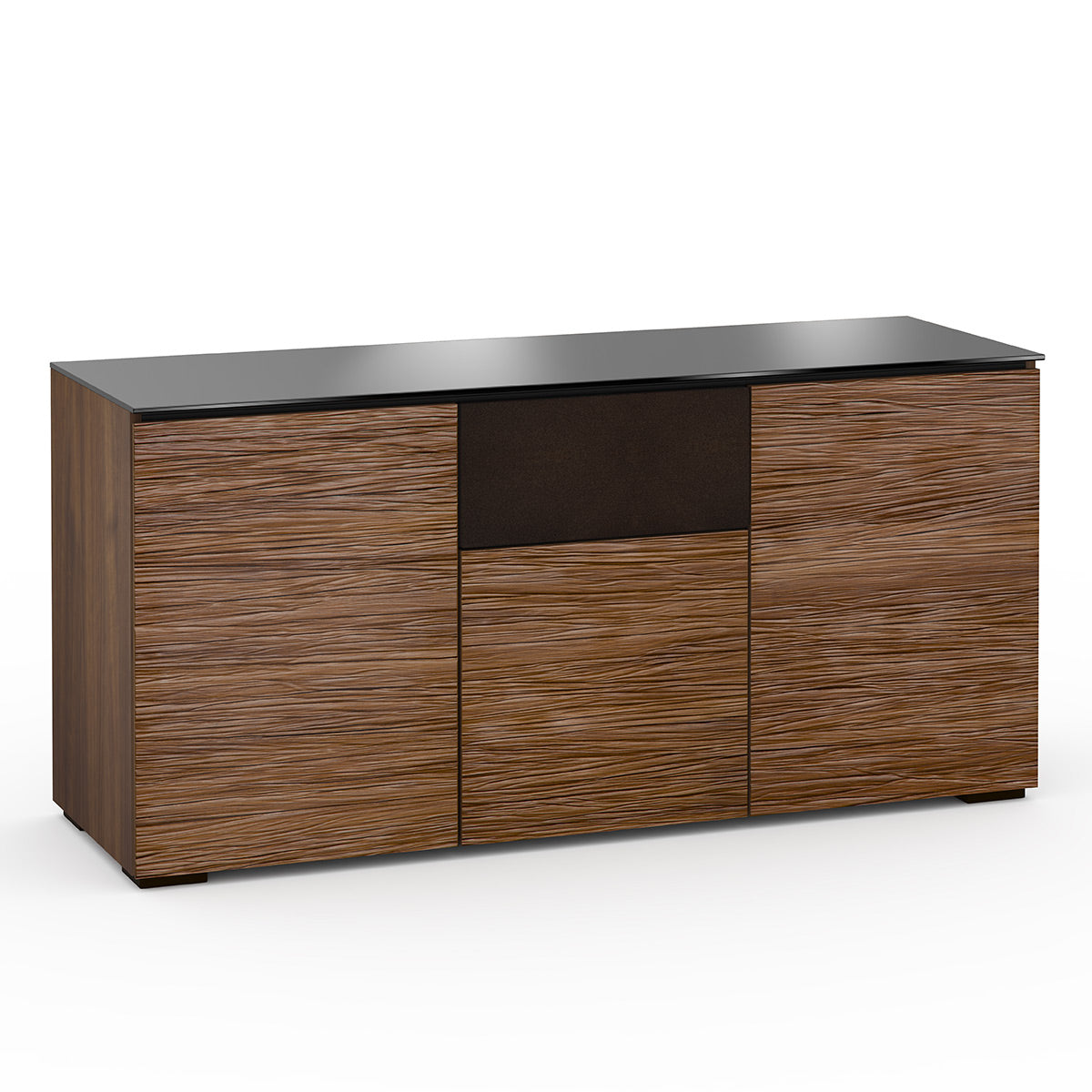 Salamander Chameleon Collection Denver 336 Triple Speaker Integrated Cabinet (Deep Textured Medium Walnut with Black Glass Top)
