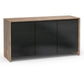 Salamander Chameleon Collection Barcelona 337 Triple AV Cabinet (Natural Walnut with Black Glass Doors)