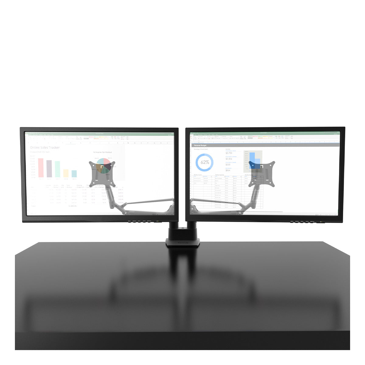 Kanto DMS2000 Dual-Monitor Desktop Mount for 17" - 32" Displays with Gas-Shocks (Black)