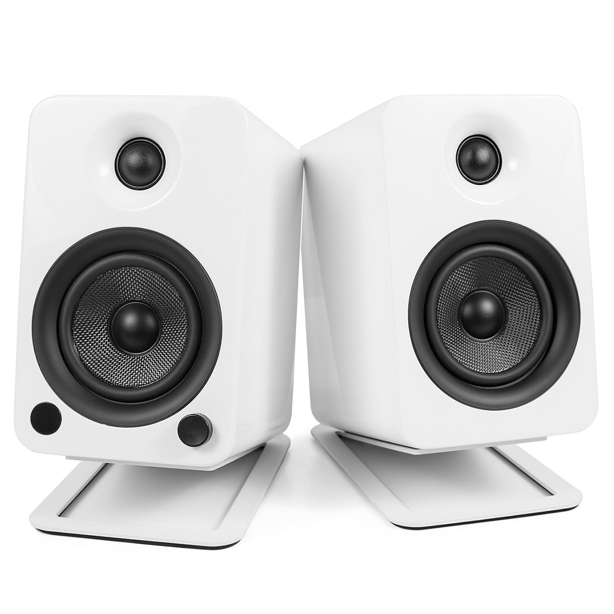 Kanto YU4 Powered Desktop Speakers (Matte White) with S4 Desktop Stands (White)
