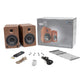 Kanto YU6 Powered Bookshelf Speakers with Bluetooth (Walnut) with SP9 Desktop Stands (Black)