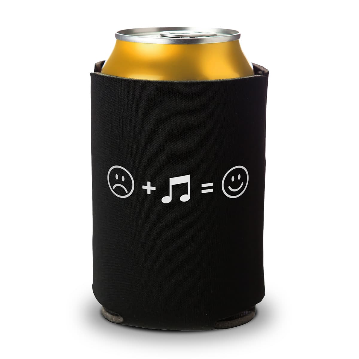 World Wide Stereo Music Makes Us Happy Beverage Can Koozie