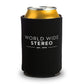World Wide Stereo Music Makes Us Happy Beverage Can Koozie