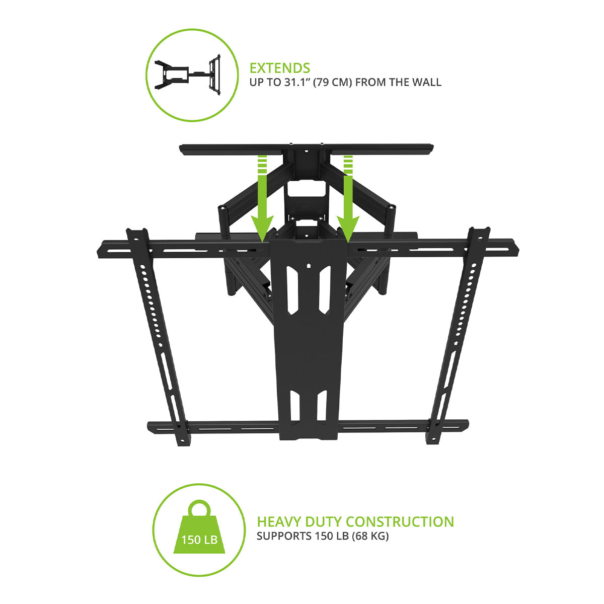 Kanto PDX700G Articulating Full Motion Outdoor Galvanized TV Mount for 42" - 100" TV